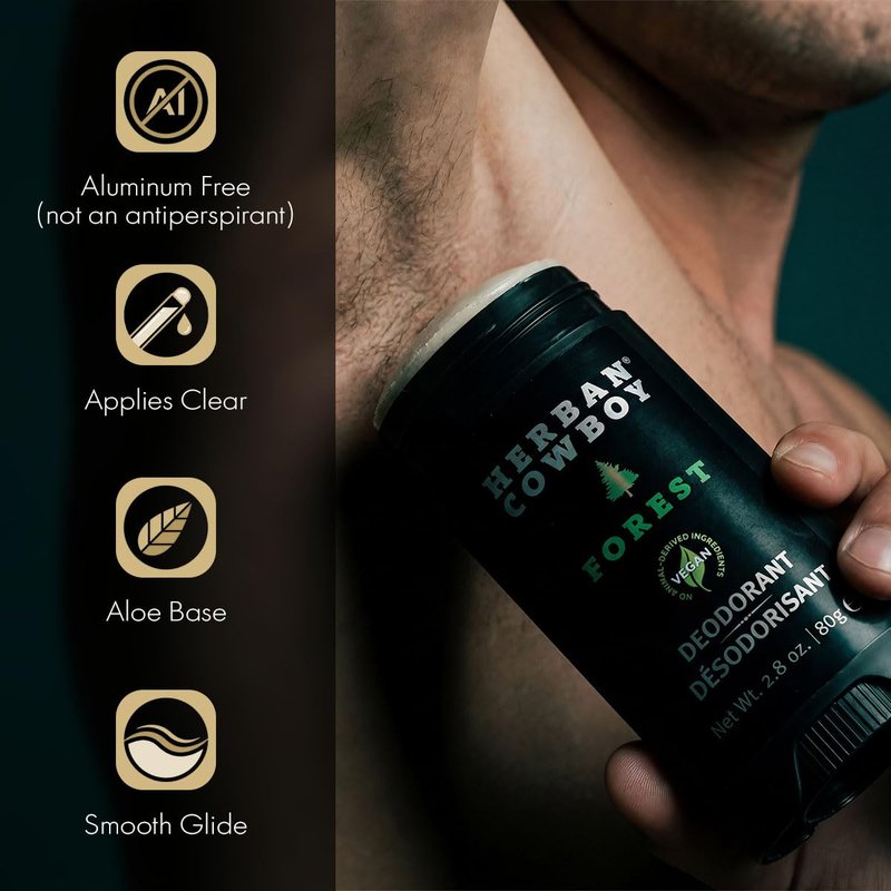 Herban Cowboy Forest Aloe Infused Deodorant with Hints of Cedar, Mandarin, and Black Pepper (2.8 oz) (2 Pack, Forest)