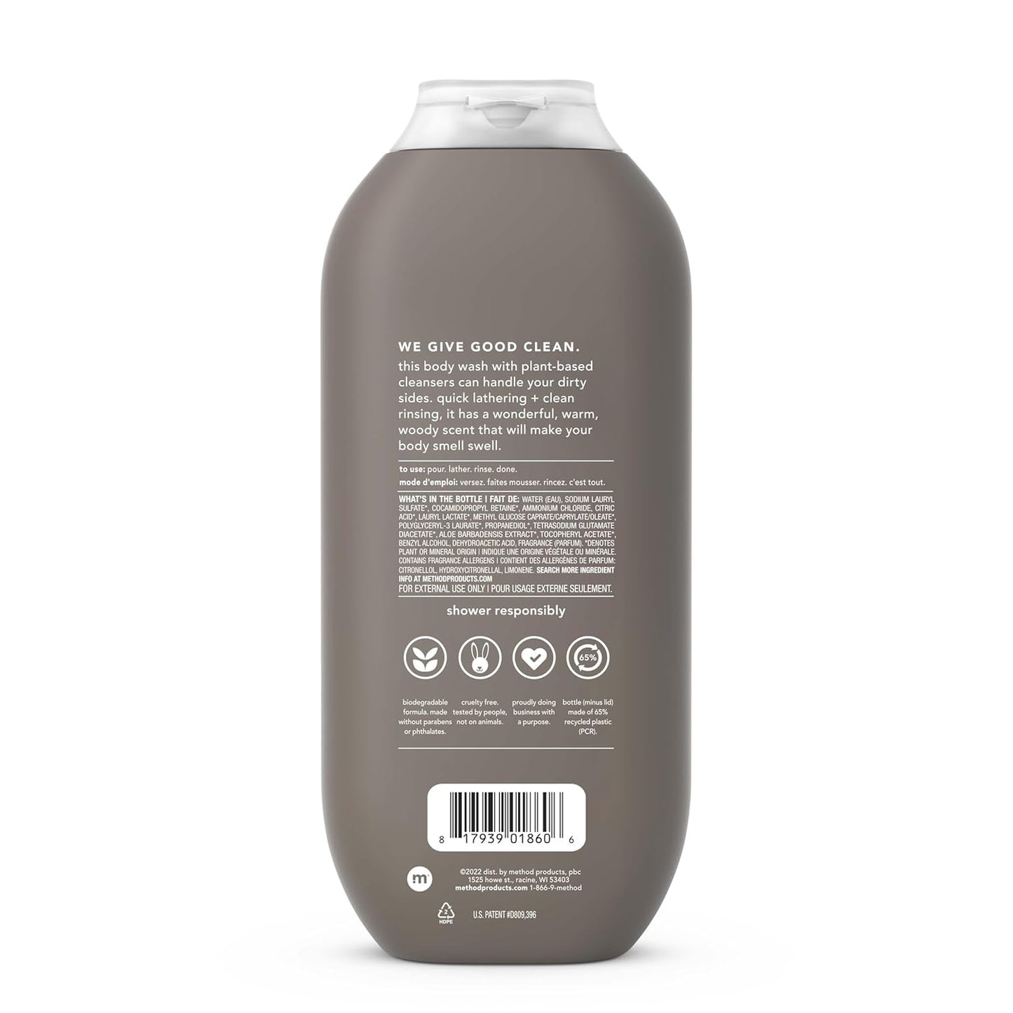 Method Men Body Wash, Juniper + Sage, Paraben and Phthalate Free, 18 fl oz (Pack of 1)