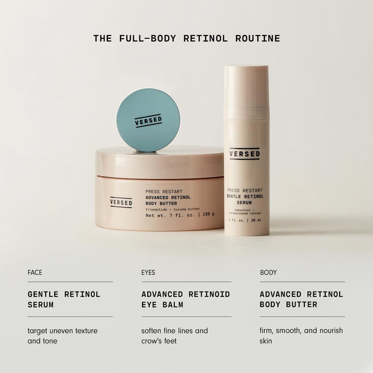 Versed Advanced Retinol Body Butter - Encapsulated Retinol Body Lotion & Skin Firming Cream - Infused with a Tripeptide & Vitamin-Rich Butters to Repair and Renew Dry Skin (7 oz)