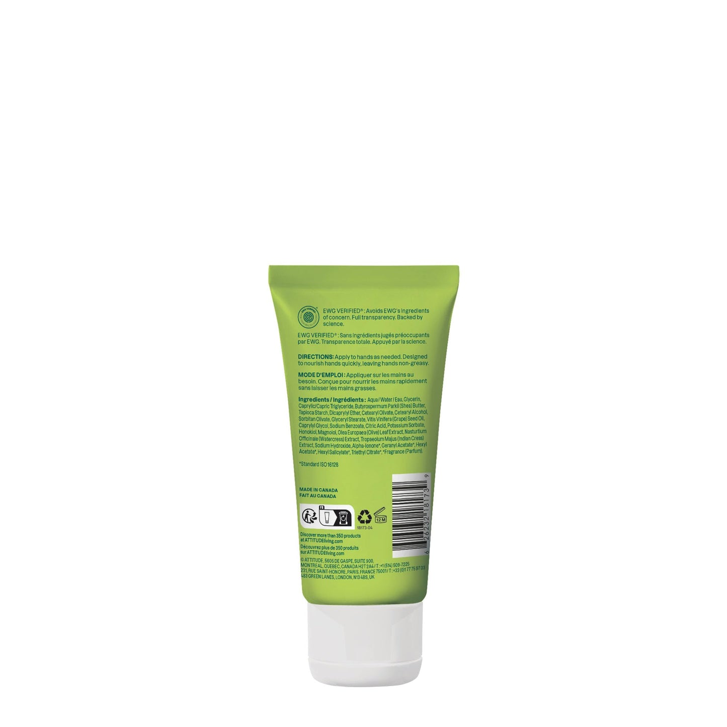 ATTITUDE Hand Cream, EWG Verified, Plant and Mineral-Based, Vegan Personal Care Products, Pear & Amber, 2.5 Fl Oz