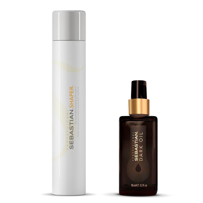 Sebastian Professional Dark Oil Lightweight Hair Oil + Sebastian Shaper Hairspray, 10.6 oz, Hair Care + Styling Bundle