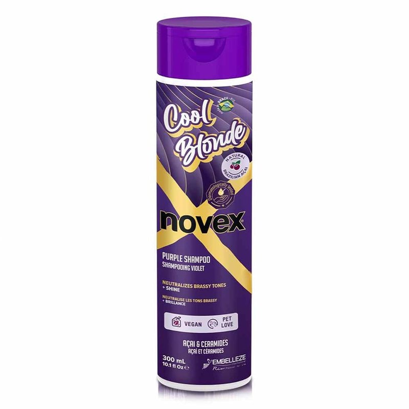 NOVEX Cool Blonde Purple Toning Shampoo - Neutralizes Brassiness with Acai Extract & Ceramides | 10.1oz (300ml)