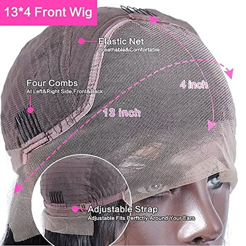 BELE 13x4 Transparent Lace Front Wigs Human Hair 150% Density Brazilian Water Wave HD Lace Front Glueless Wigs Virgin Huamn Hair for Black Women Natural Color Pre Plucked with Baby Hair 24inch