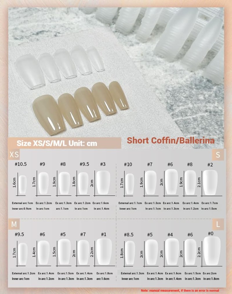 JINGHONG handmade nails,press on nails, transparent shining,Sparkly Shiny French nails,Ideal for Wedding Gift,Holiday,Reusable 10Pcs,False Nails Manicure Kits for Women,SIZE-S