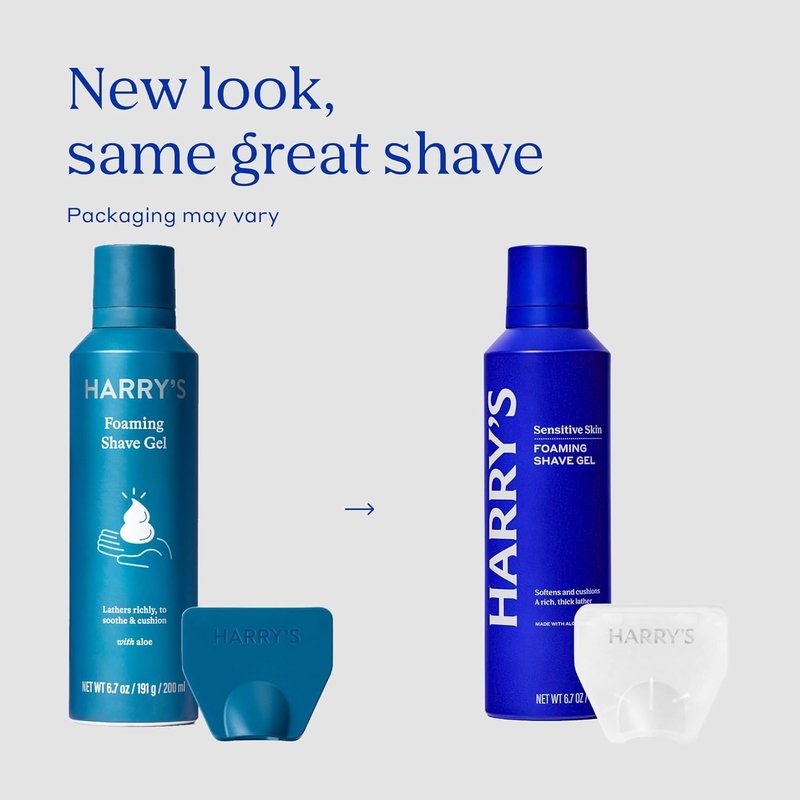 Harry's Original Shaving Kit for Men - Razor Handle, 5 Razor Blade Refills, Foaming Shave Gel, Travel Blade Cover - TSA Approved Travel Essentials - German Engineered - Chrome Edition