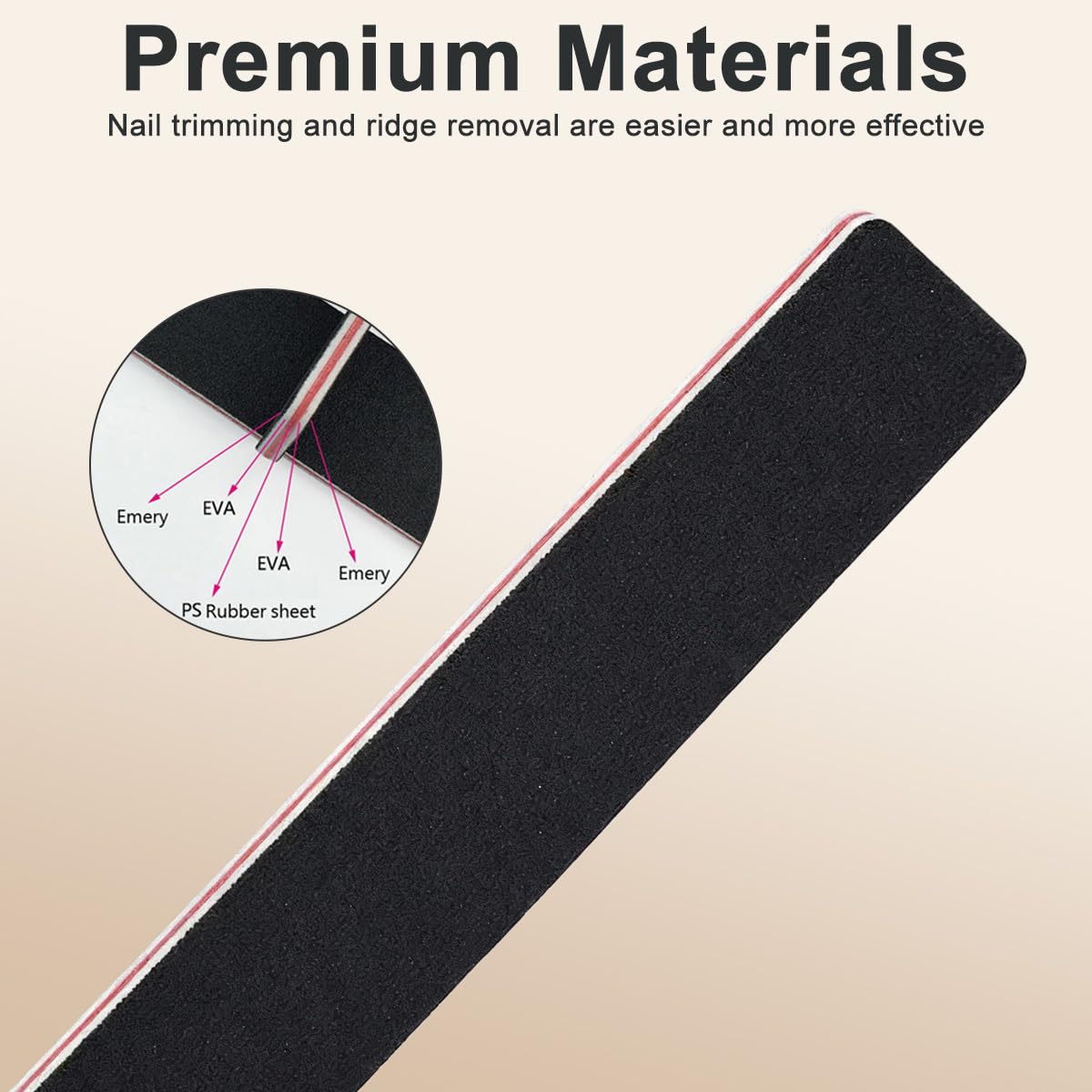 10Pcs Professional Washable Thick Nail Files Emery Board 60/60 Grit Black Nail Art Care Sanding Buffer Buffing Manicure Pedicure Tool