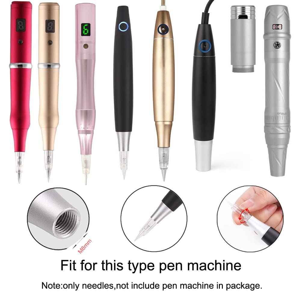 Disposable Pigment Cartridges Tattoo Needle Shading Tip Caps 1R/3R/7F for Permanent Makeup Machine Eyebrow Tattoo Pen Set(Mixed Sizes,30PCS)