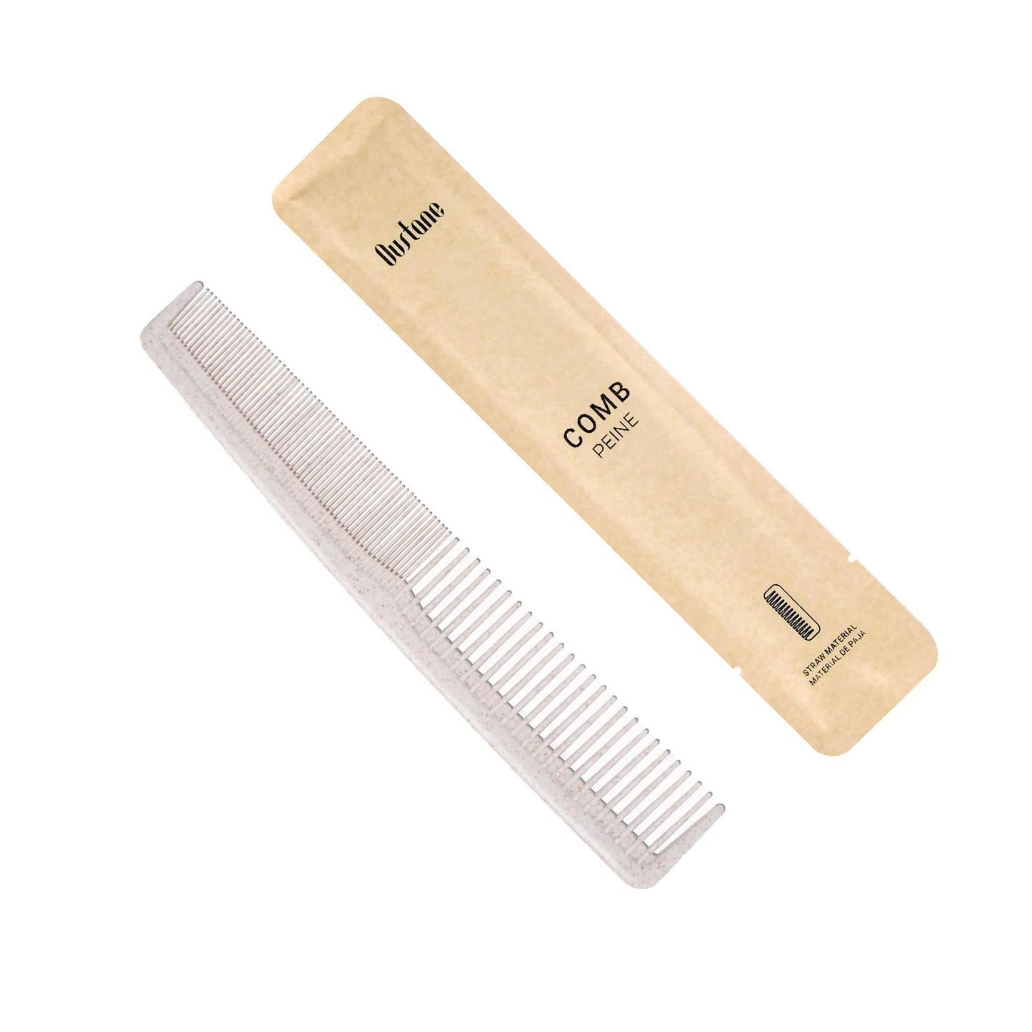 100-Pack Dual-Textured Wheat Straw Hair Combs Bulk, Individually Wrapped Combs for Women, Men & Kids, Disposable Wide Fine Tooth Comb for Styling, Hotels, Airbnbs, Travel & Salons