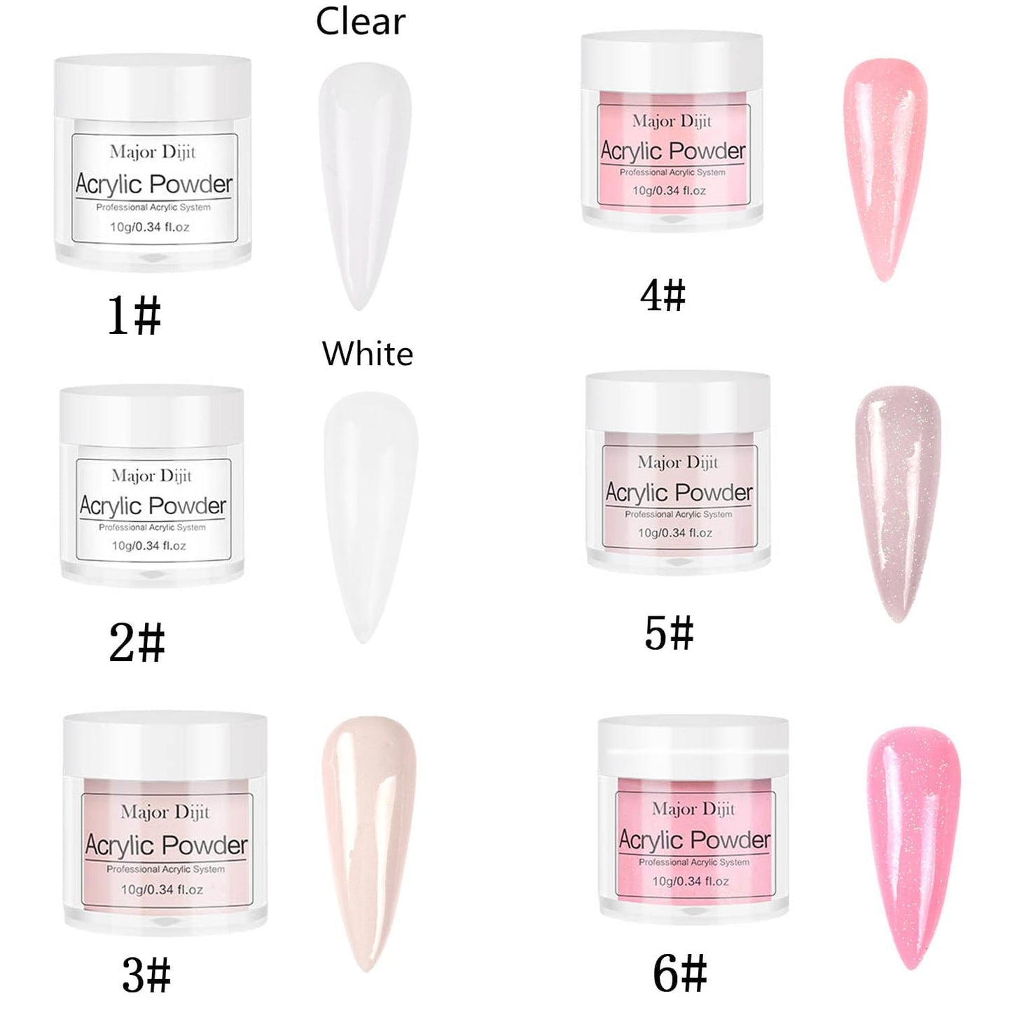 Acrylic Nail Kit with U V Lamp, Liquid Monomer and 6 Color Acrylic Powder