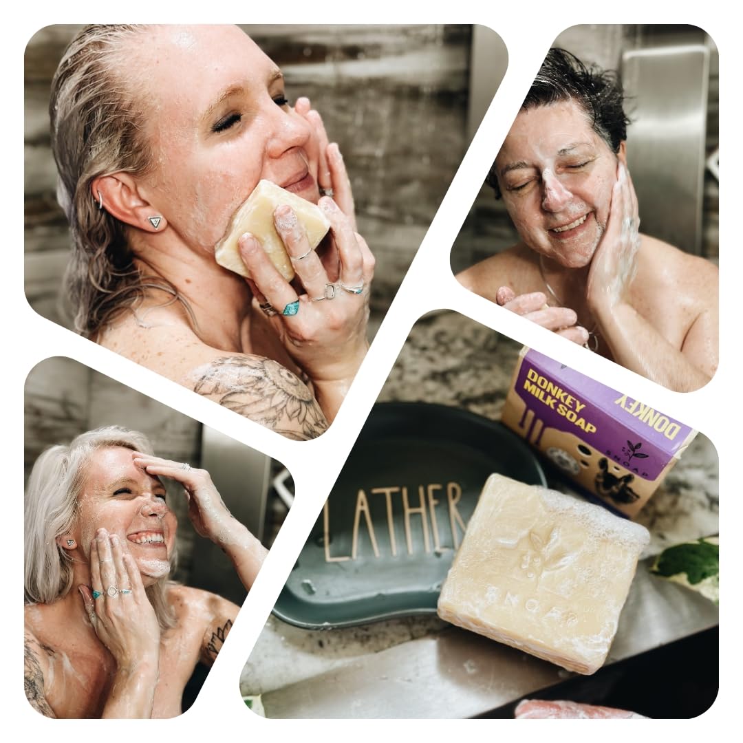 SNOAP Unscented Donkey Milk Soap Bar – Fragrance-Free, Handmade Natural Soap for Sensitive Skin, 5oz (Pack of 3)