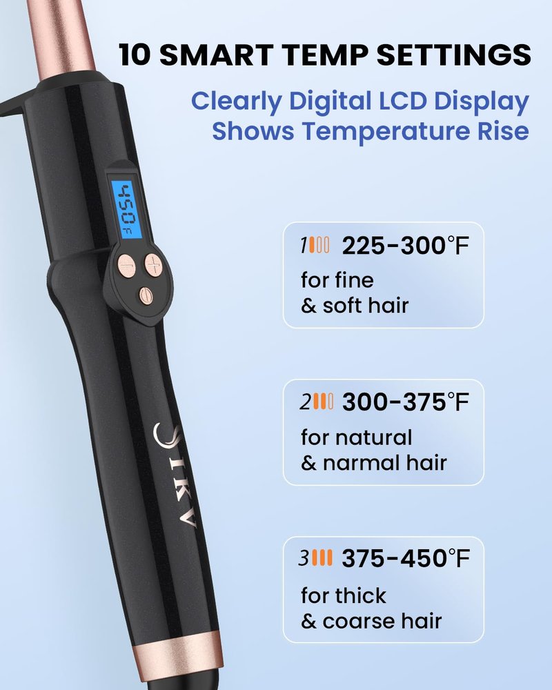 Tapered Curling Wand for Long Hair,3/8-3/4 Inch Curling Iron Ceramic Barrel,Dual Voltage Tapered Wand Iron 0.38" to 0.75",Heat-Resistant Glove(225-450℉)