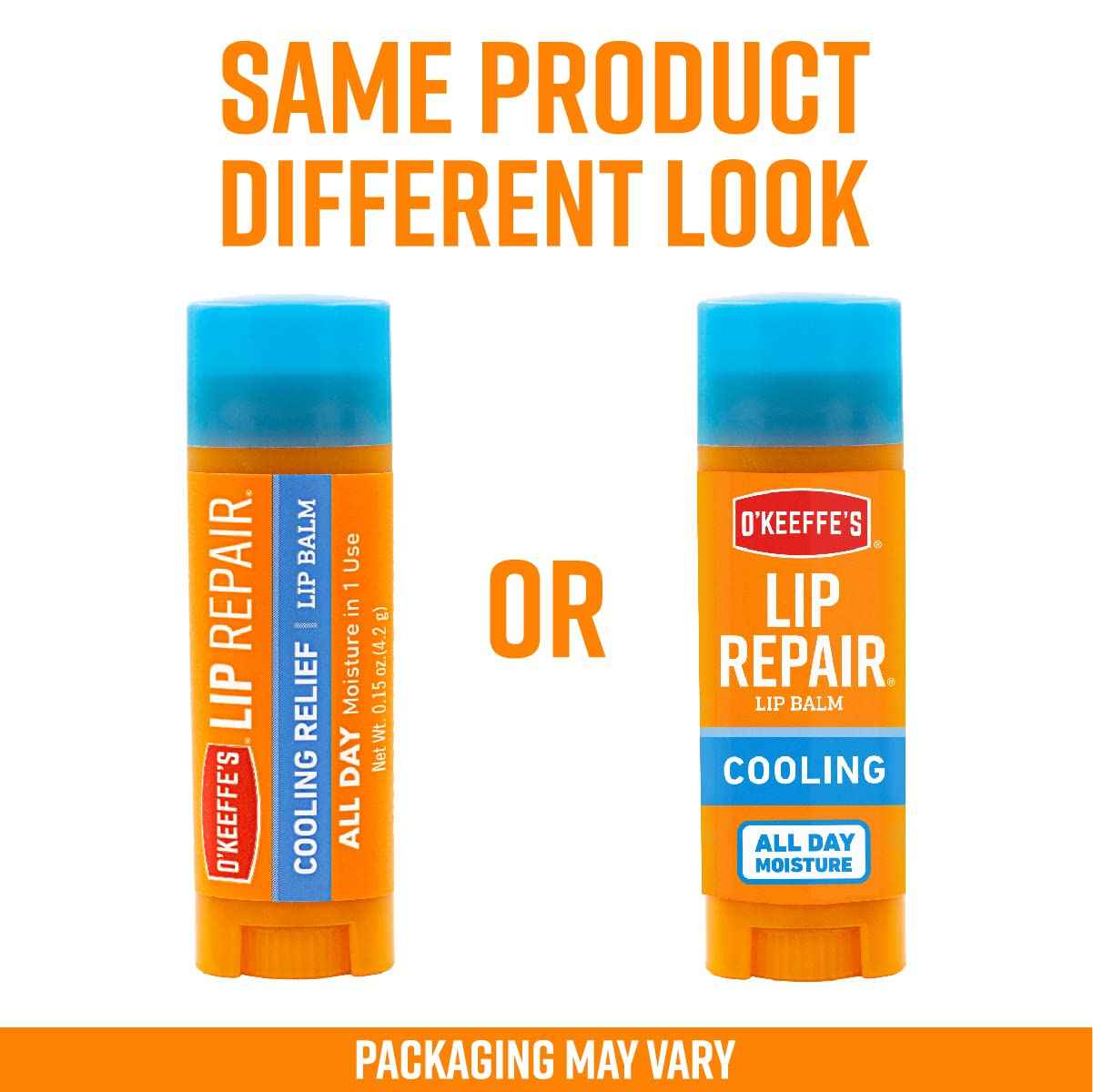 O'Keeffe's Cooling Relief Lip Repair Lip Balm for Dry, Cracked Lips, Stick, (Pack of 6)