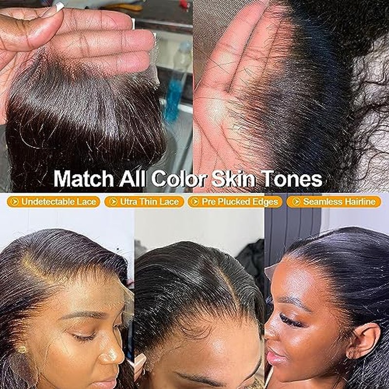 BEEOS 5x5 Skinlike Real HD Lace Closure Only, Pre-plucked Straight Human Hair Closure 0.10mm Ultra-thin Melted Invisible Swiss Lace Small Single Knot 16 Inch