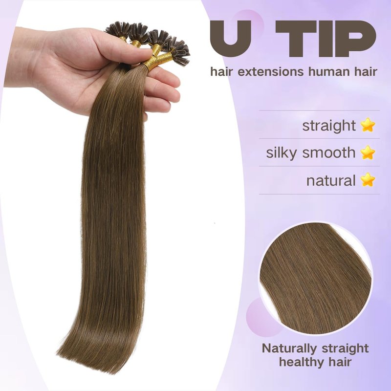 Sindra U Tip Extensions Chocolate Brown #4 40g 14 Inch Pre Bonded Fusion Keratin Hair Extensions Real Human Hair（Utip#4-14inch）