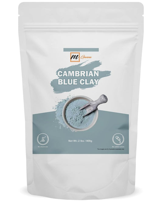 mGanna Cambrian/Serbian Blue Clay 2lbs / 908g for Facial Masks, Creams, Body Wraps, Soft Peels, Scrubs and Soap Making