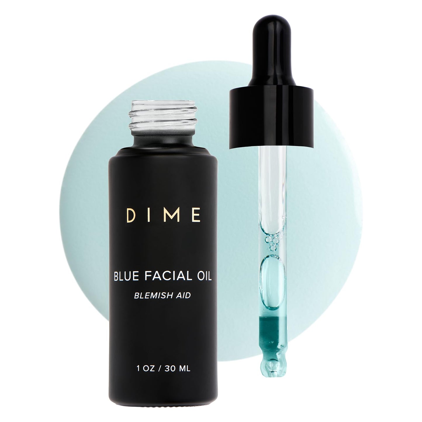 DIME Beauty Blue Facial Oil - Blemish Spot Treatment for Acne-Prone Skin with Blue Tansy, Black Cumin Seed and Rosehip Oil, Hydrating, Vegan and Cruelty-Free Face Oil, 1 oz / 30 ml
