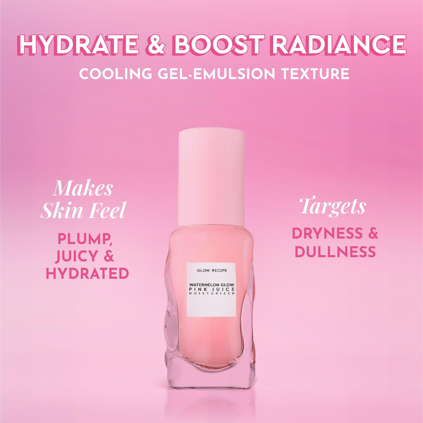 Glow Recipe Pink Juice Water Gel Moisturizer Travel Size, Korean Gel Moisturizer for Glass Skin, Oil-Free Hydrating Hyaluronic Acid Face Moisturizer for Oily Skin, Non-Comedogenic, Long-Lasting (25ml)