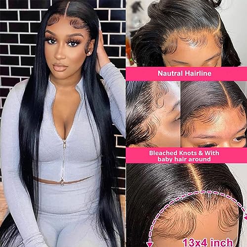 12A Straight Bundles with Frontal Human Hair 16 18 20 with 14 Inch Brazilian Human Hair Bundles with Closure 100% Unprocessed Virgin Hair Weave Bundles with 13x4 HD Lace Frontal
