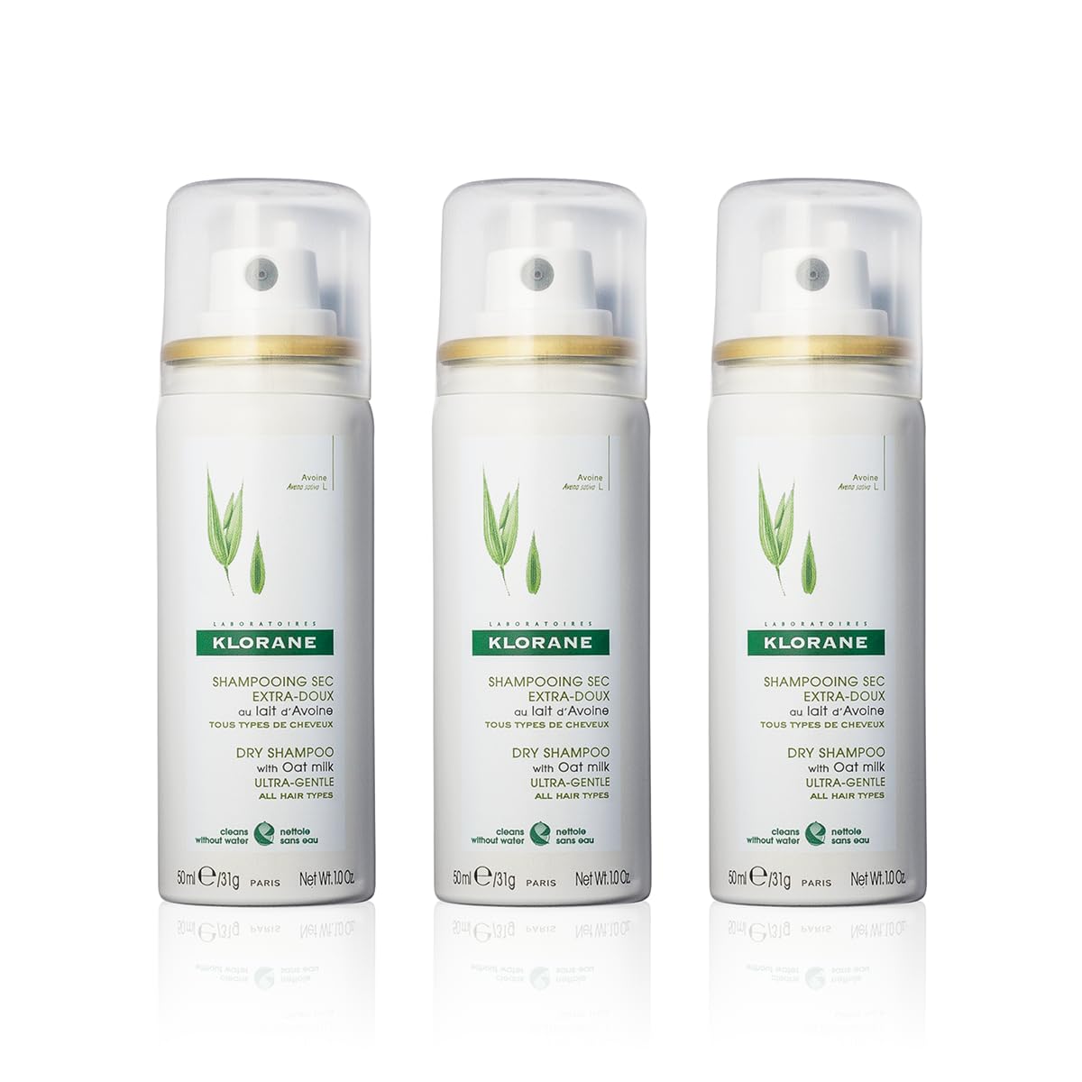 Klorane Dry Shampoo with Oat Milk, Ultra-Gentle, All Hair Types, No White Residue, Paraben & Sulfate-Free, Duo Set, 3.2 Ounce (Pack of 2)