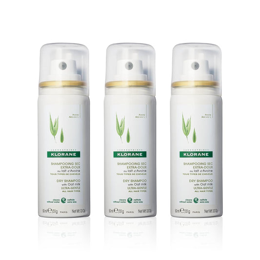 Klorane Dry Shampoo with Oat Milk, Ultra-Gentle, All Hair Types, No White Residue, Paraben & Sulfate-Free, Duo Set, 3.2 Ounce (Pack of 2)