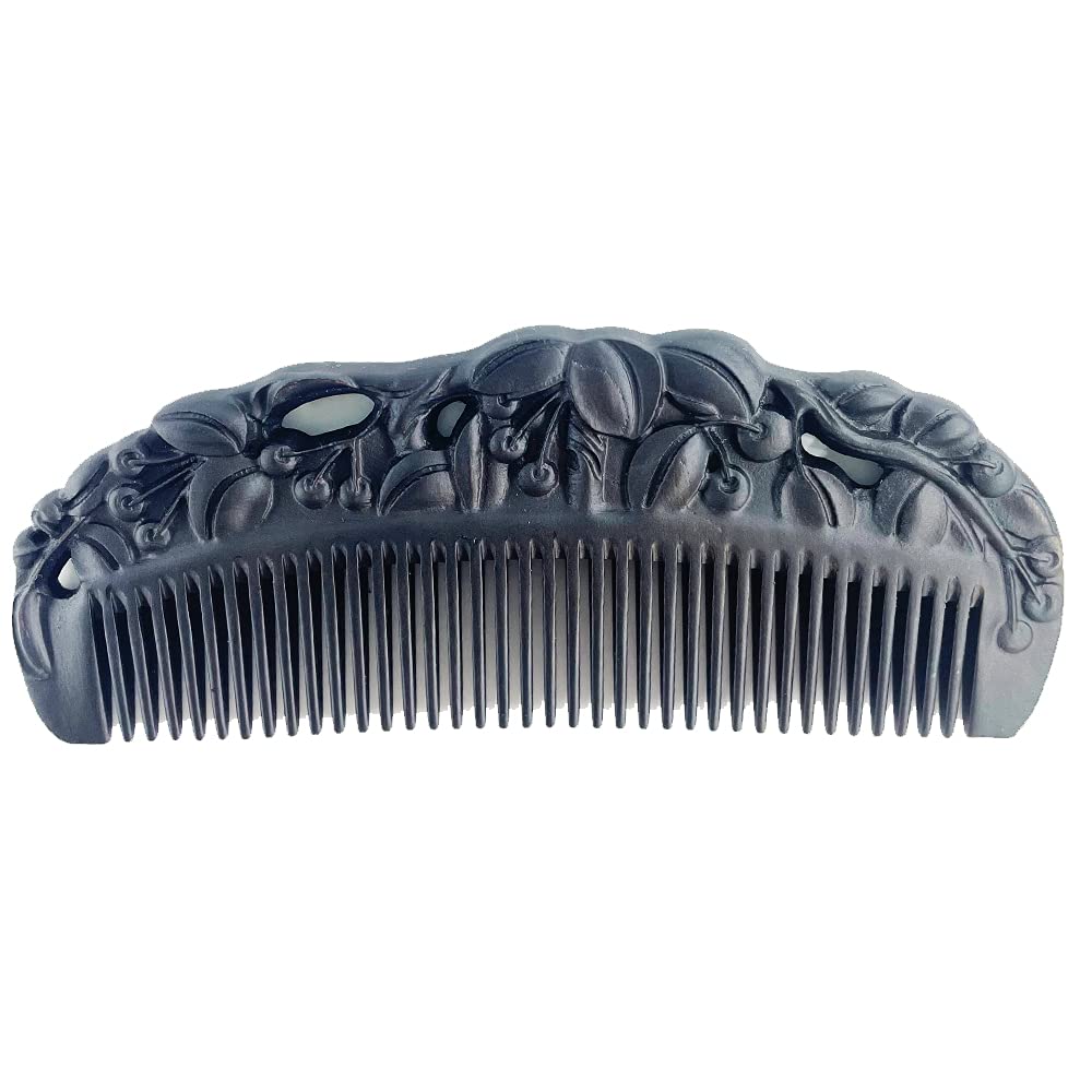 Natural Hair Comb - Black Sandalwood Fine Tooth Wooden Comb | Anti-Static, Handmade, Gift Box Included