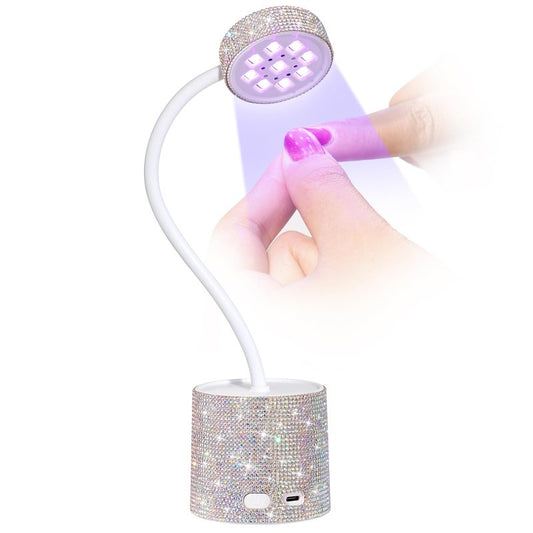 CHRISTINE SHELLY UV Nail Lamp, Flash Cure Nail Lamp Mini UV Light for Gel Nails Polish, Rechargeable Nail Dryer, Quick Drying Gooseneck UV Lamp for Home Nail Salon DIY Manicure, AB Diamond