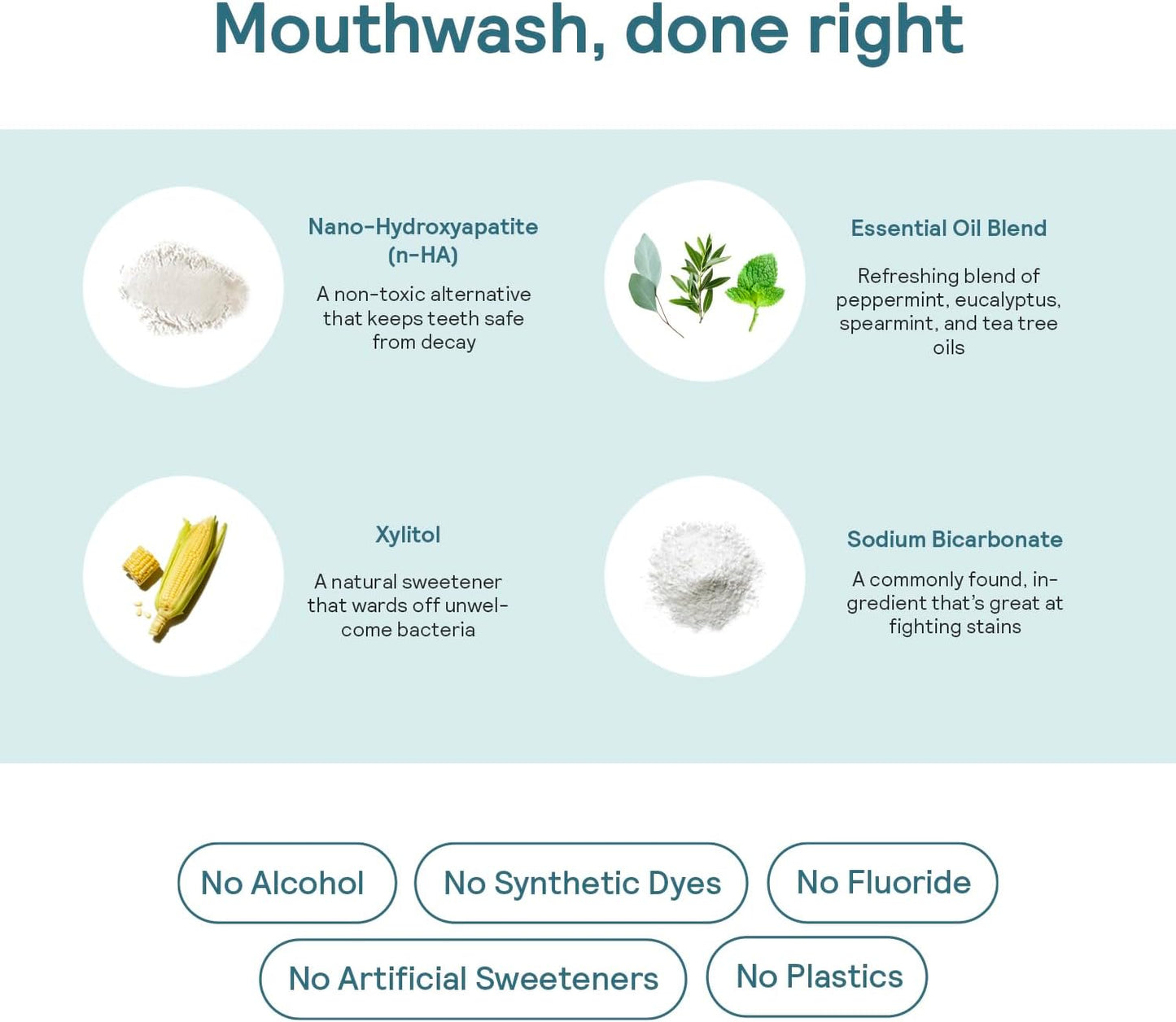 Huppy Mouthwash Tablets - Nano Hydroxyapatite, Alcohol & Fluoride Free | Natural Fresh Breath, Travel-Friendly, 124 Count