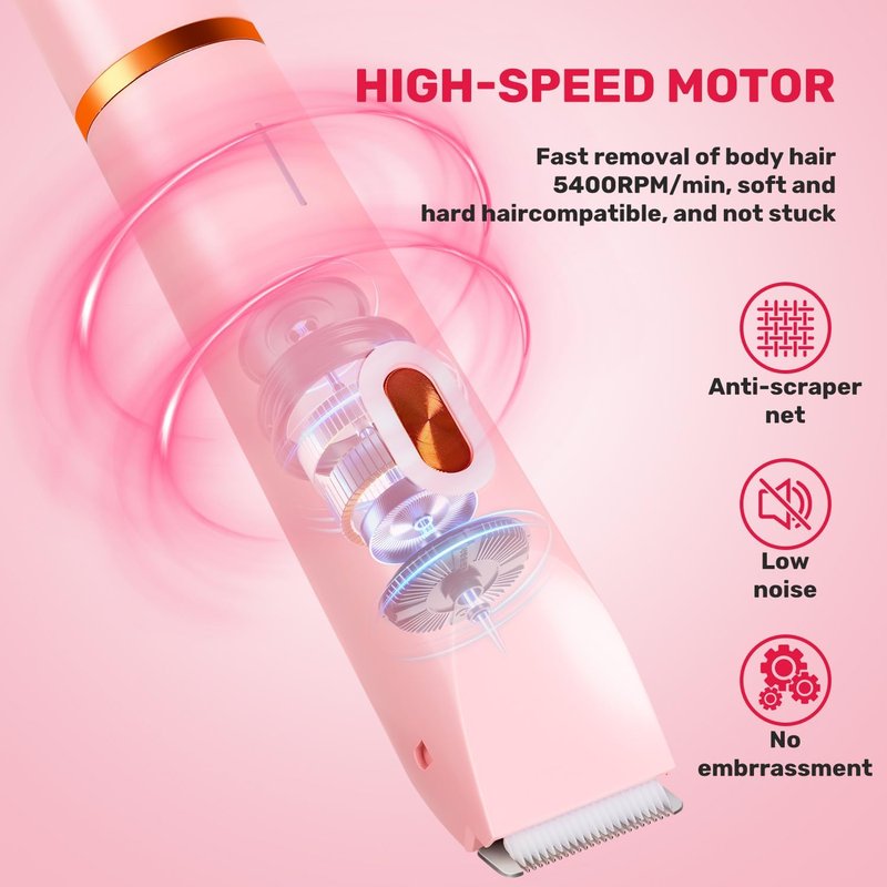 Dermave Bikini Trimmer - 2-in-1 Electric Shaver for Women | Cordless, Waterproof, Painless, Pink