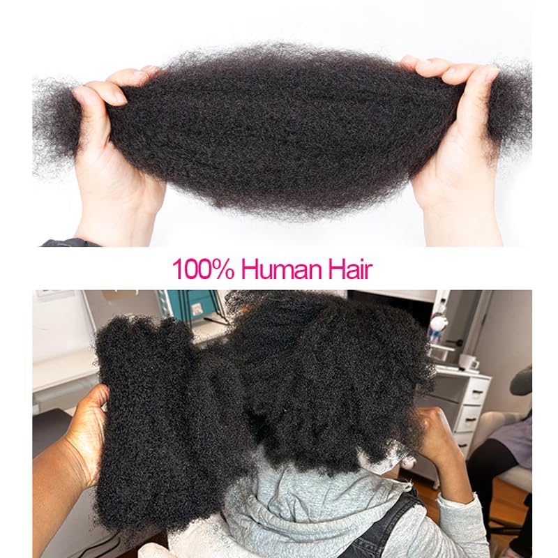 Kinky Curly Human Hair - 12 Inch Afro Kinky Bulk for Twist & Loc Extensions | Black, 50g