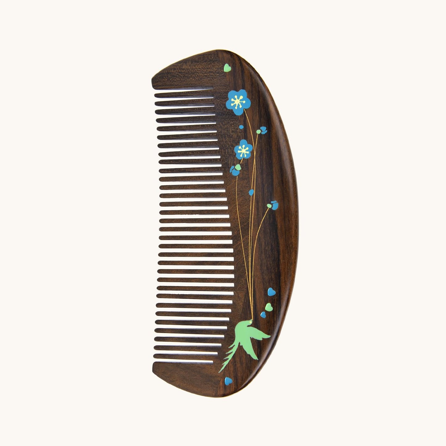 TAN MUJIANG Handmade Wooden Comb Raw Chacate Preto, Lacquer Art Craft, Compact Size 4.27×1.97 Inches