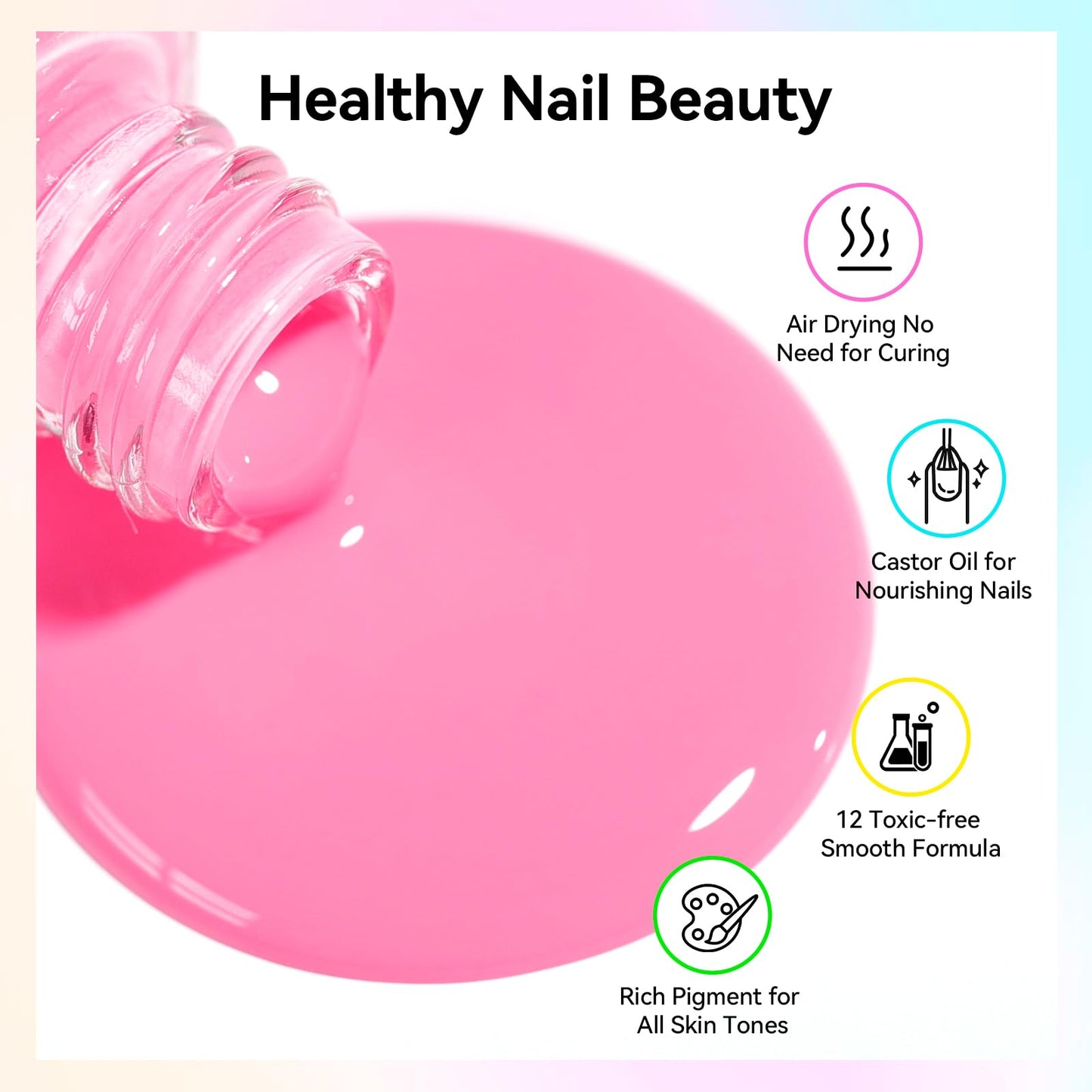 Nailshion Nail Polish 10ml 16 Colors Rainbow Air Dry Regular Nail Polish Set with Base Top Coat & Remover Pads| White Red Classic French Fingernail Polishes Non-gel Bulk Gift for Nail Art Lovers