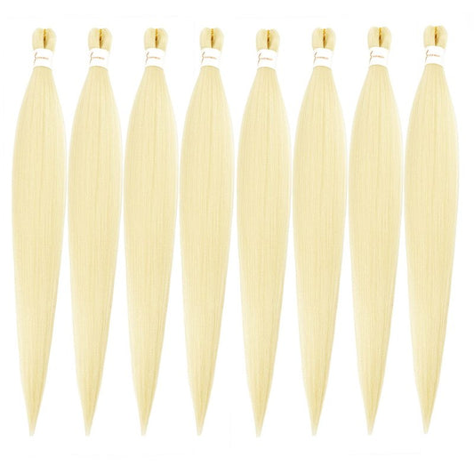 Ubeleco Braiding Hair, Pre-stretched Braiding Hair 8 Packs 48 Inch Soft Yaki Texture, No Itch, Hot Water Setting Hair Extensions for Braids Bleached Blonde (48in,#613)