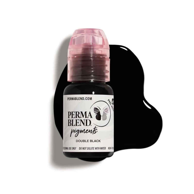 Perma Blend - Double Black - Microblading Ink for Permanent Eyeliner - Professional Tattoo Ink - Dark Carbon Based Black Tattoo Ink Makeup - Vegan (0.5 oz)