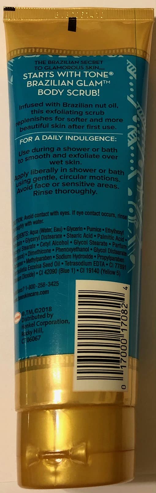 Tone Body Scrub - Brazilian Glam - Net Wt. 4.5 FL OZ (133 mL) Per Tube - Pack of 3 Tubes