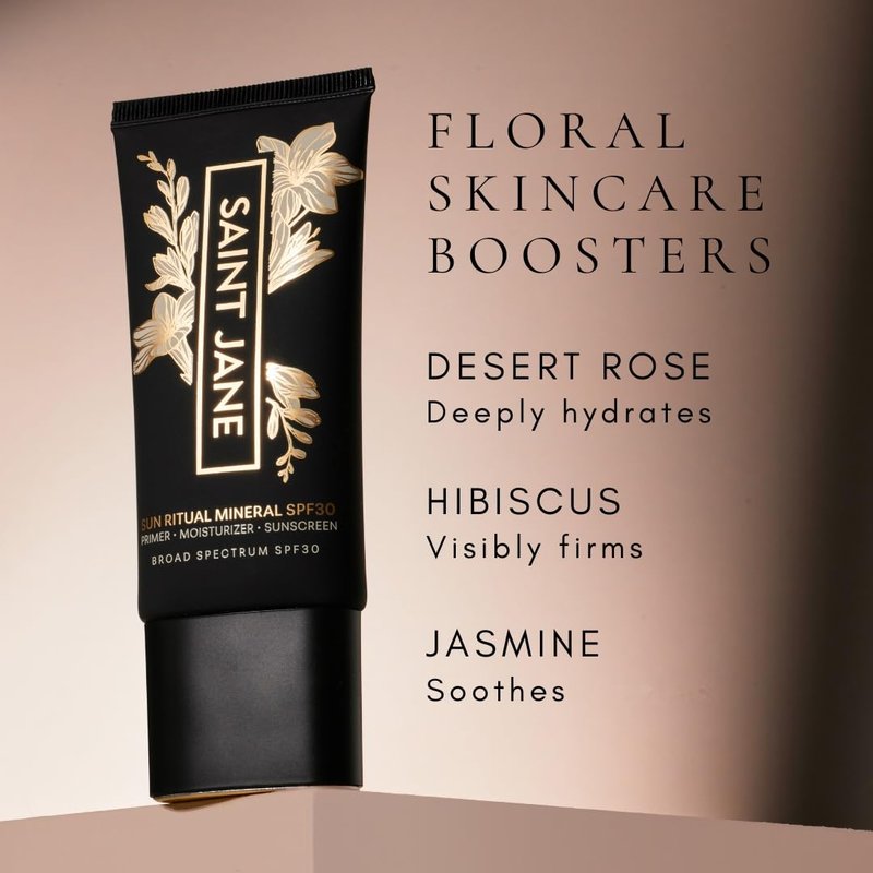 SAINT JANE - Luxury Sun Ritual - Pore Smoothing SPF 30 Mineral Sunscreen | Luxury, Floral-Infused, Clean Skincare (1.7 oz | 50 ml)
