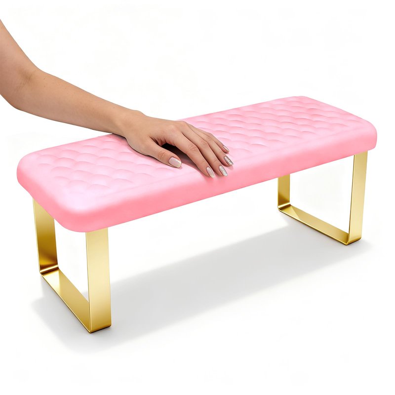 AIKYA Nail Hand Rest for Nails - Memory Foam Hand Pillow for Nail Tech, Erasable Nail Arm Rest with Non-Slip Base, Perfect for Salon & Home Manicure (Pink)