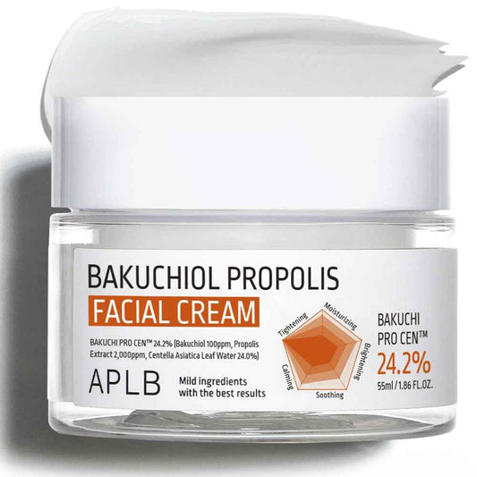 APLB Bakuchiol Propolis Facial Cream | BAKUCHI PRO CEN™ 24.2% 1.86 FL.OZ/Korean Skincare, Wrinkle care, Deep hydration, Revitalize for gentle and improve skin texture