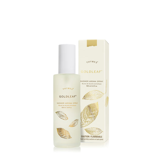 Thymes Daily Shower Spray for a Spa Like Experience - Home Essentials - Mist Scented with Jasmine, Rose, Hyacinth, Lily of the Valley & Oak Moss (Goldleaf Shower Spray, 3.4 fl oz)