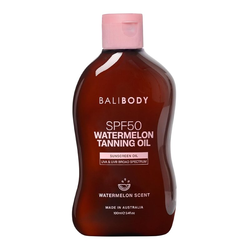 Bali Body Watermelon Tanning Oil SPF 50 - Fast-Absorbing, Non-Greasy Formula for Dark Glow | Travel Size 100ml