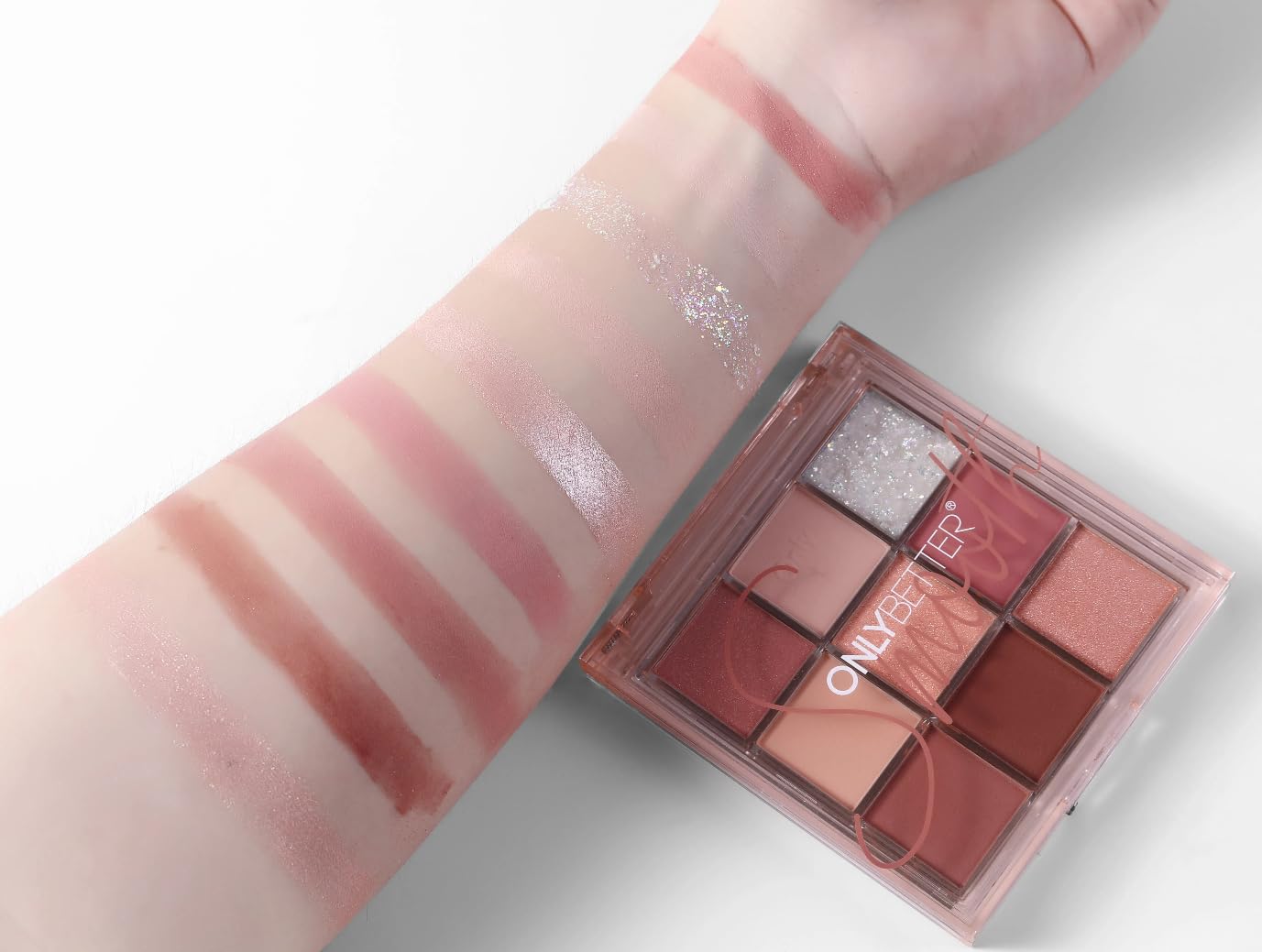 ONLYBETTER Pink Eyeshadow Palette with Glitter Shimmer Makeup
