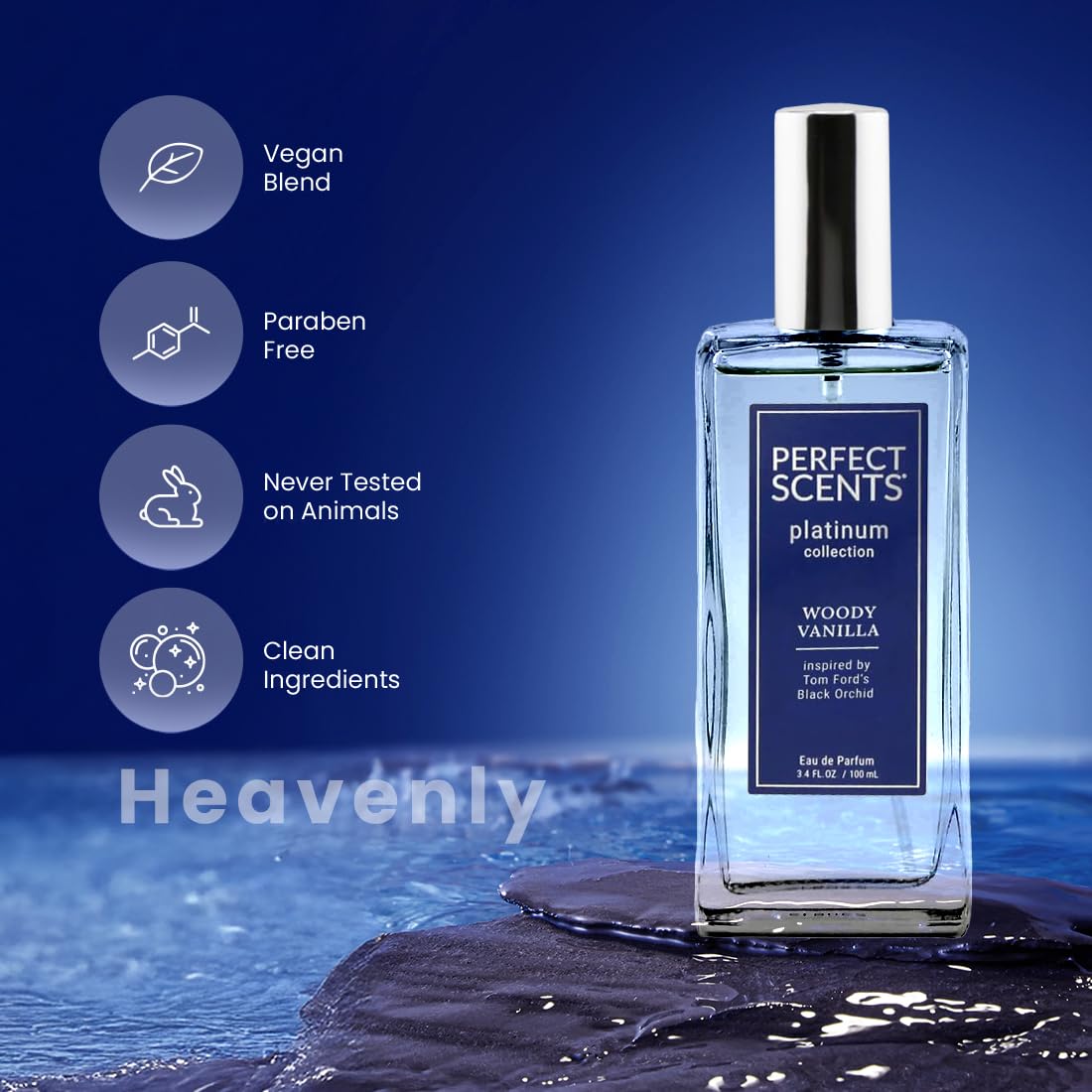 Perfect Scents Fragrances | Inspired by Tom Ford’s Black Orchid | Platinum Collection | Woody Vanilla | Unisex Eau de Parfum | Vegan, Paraben & Phthalate Free | Never Tested on Animals | 3.4 Fl Oz