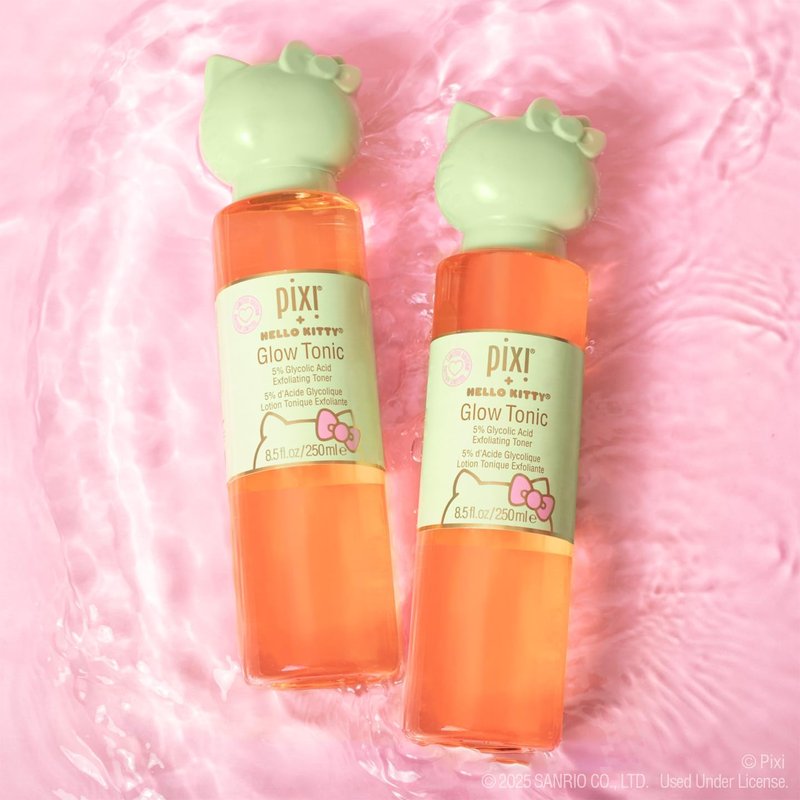 Pixi+ Glow Tonic with Hello Kitty - Exfoliating Toner for Radiant Skin | 250 ml / 8.5 fl oz
