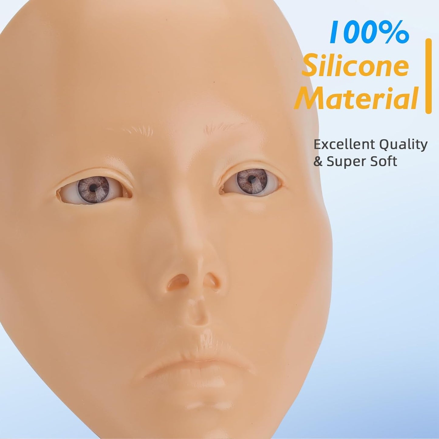 Silicone Makeup Practice Face Board - 5D Realistic Model for Beginners | Reusable Eyeshadow Training Tool