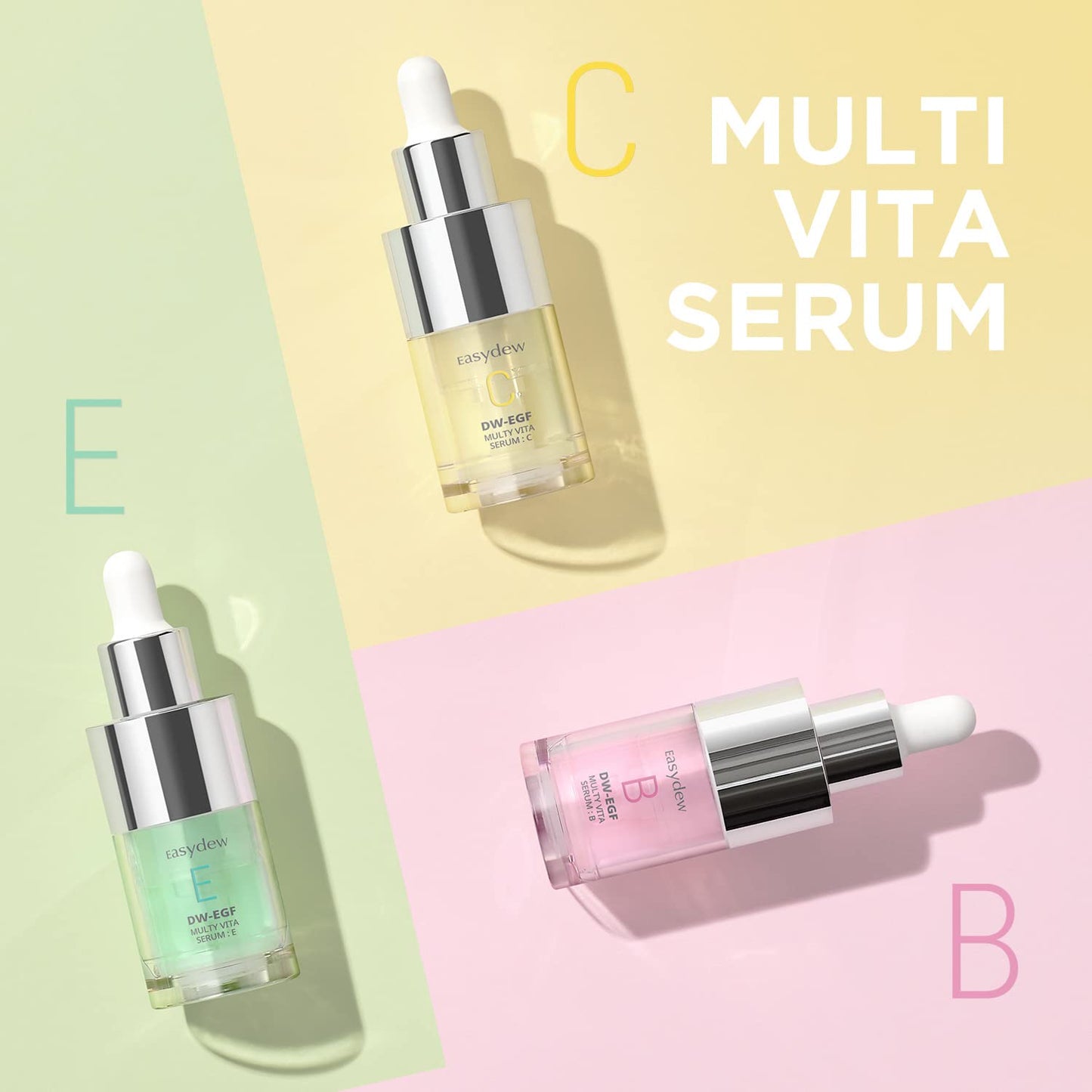 EASYDEW Multi Vita E Serum - Korean Facial Serum for Skin Elasticity with Vitamin E, EGF Peptide, Ceramide NP, Panthenol - Smoothing, Moisturizing, Firming and Wrinkle Improvement, 0.47 fl.oz.