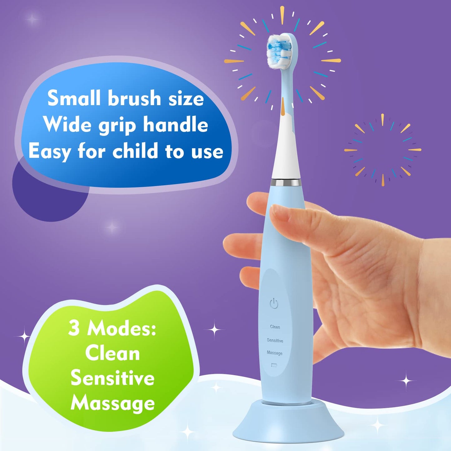 FUMEIKANG Kids Electric Toothbrushes Sonic Rechargeable Tooth Brush Gifts for Boys and Girls Smart Timer Power Toothbrush - 3 4 5 6 7 8 9 10 11 12 (Green)