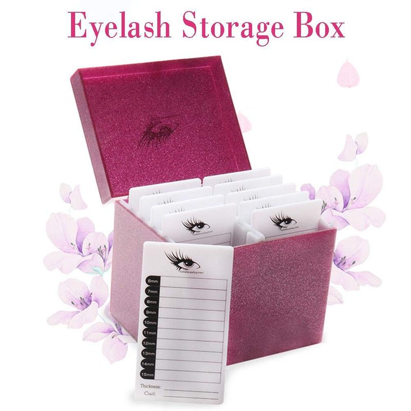 Sisiter 10 Layers Acrylic Eyelash Storage Box,Eyelash Holder Extension Tool,Makeup Organizer False Eyelashes Glue Pallet Holder, Grafting Eye lashes Close-Packed Display with 10 Pallets (pink)