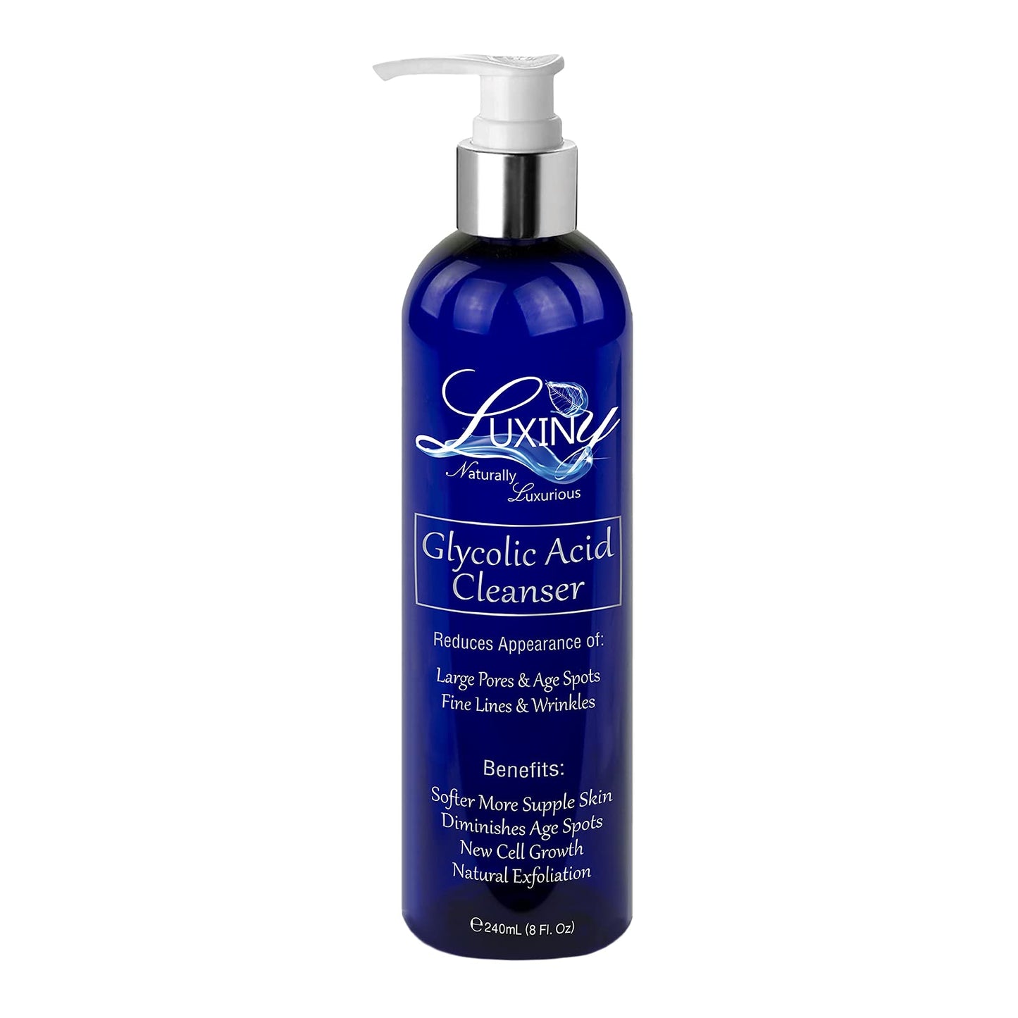 Luxiny 10% Glycolic Acid Face Wash & Exfoliating Cleanser, 8 oz – Vegan, Natural AHA Facial & Acne Body Wash for Women and Men – Pore Minimizer