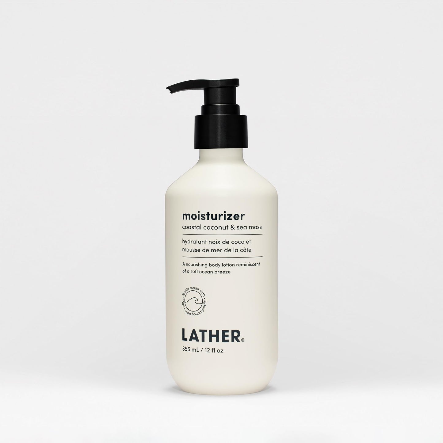 LATHER Coastal Coconut & Sea Moss Body Moisturizer | Deep Hydration & Nourishing Skin Care | Paraben & Sulfate-Free | Lightweight & Fast-Absorbing | Suitable for All Skin Types | 12 OZ