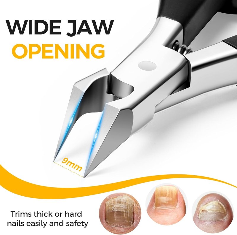 Ingrown Toenail Clippers - Angled Head Nail Clipper Set for Thick Toenails | Ideal for Seniors & Men