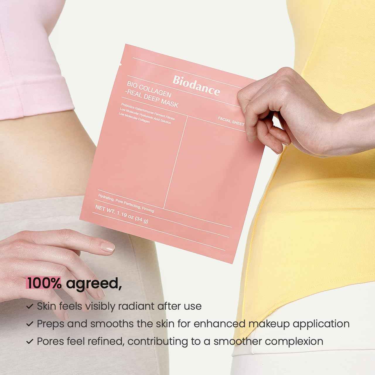 BIODANCE Bio-Collagen Real Deep Mask, Hydrating Overnight Hydrogel Mask, Pore Minimizing, Elasticity, Plumping Improvement, Korean Skincare, Stocking Stuffers for Teen Girls | 1.19oz(34g) x 4ea